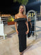 Black Off-Shoulder Evening Maxi Dress